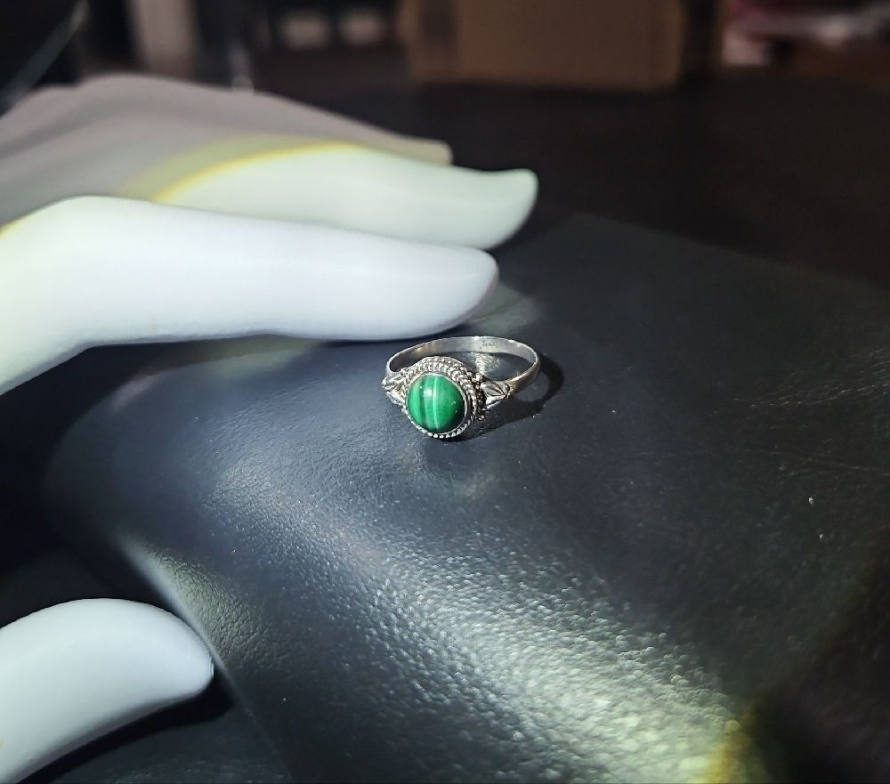 Malachite Stone Silver 925 Ring - Picture 6 of 11